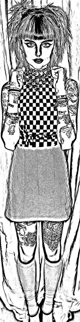 Free colorable bookmarks of a punky style woman